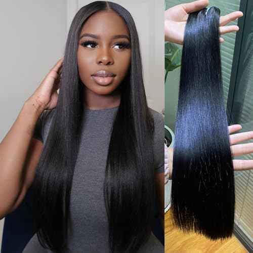 Straight Bundles Human Hair,Triple Lifespan Than Regular Virgin Hair,16A Vietnamese Raw Unprocessed Virgin human hair Straight Bundles Weave Hair Extension Natural Color for Women 20 Inch