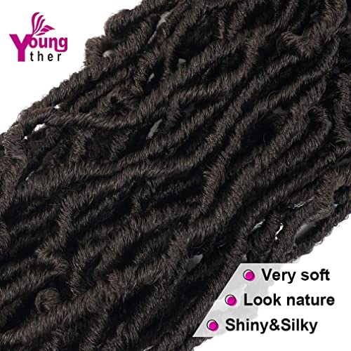 Youngther New Faux Locs Crochet Hair 18 inch Most Natural New Soft Locs Crochet Hair 6 Packs Premium Fiber Synthetic Hair Hair Extensions (18inch 6packs-#4) …