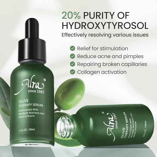 Alra Olive Therapy Serum for Face, Face Serum with 22% Olive Extracts, Reduces Redness & Acne, Rapidly Clear Breakout for Teens Adults, fit Oily & Acne-Prone Skin, 1 fl oz/30ml
