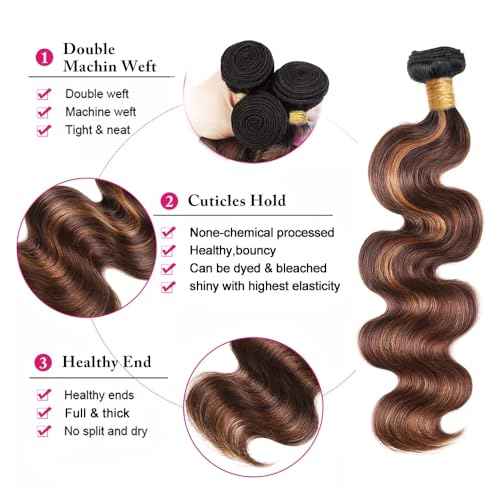 Ombre Brown Bundles P430 Body Wave Human Hair Bundles Brown Body Wave Bundle 16 18 20 inch Highlight Human Hair Bundle