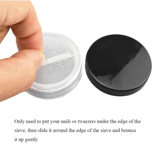 HAHIYO 1Pcs 10ml/0.34oz Plastic Empty Travel Compact Case Makeup Cosmetic Jar Refillable Powder Box No Leak Powder Holder with Rotatable Sifter and Black Screw Lid