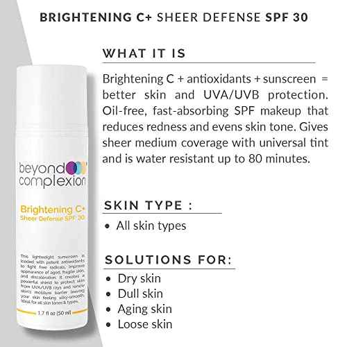 Brightening C+ Sheer Defense SPF 30 - Oil-Free, Fast-Absorbing SPF Makeup that Reduces Redness and Evens Skin Tone