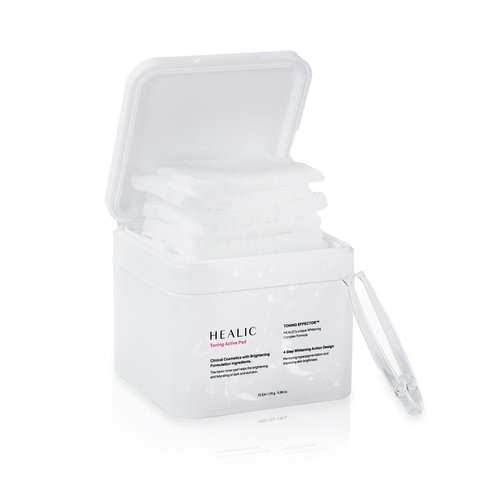 Healic Toning Active Pad – Dual-Textured Toner Pads for Brightening, Hydrating, and Soothing with Tranexamic Acid & Hyaluronic Acid – Gentle for Sensitive Skin, Korean Skin Care, Vegan, 70 Pads