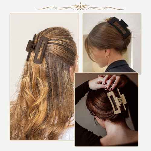 6 Pack Claw Clips Hair Clips 4 Inch Hair Claws for Thick Hair Large Matte Hair Clips for Women Strong Hold Banana Clips