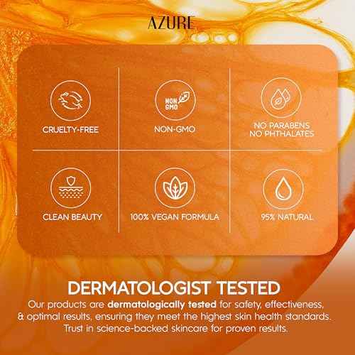 Azure Cosmetics Vitamin C Serum For Face - Dermatologist Tested, Anti-Aging with Hyaluronic Acid for Dark Spots, Fine Lines & Wrinkles - Brightning, Clean Korean Skincare for Glass Skin - 1.69 fl oz
