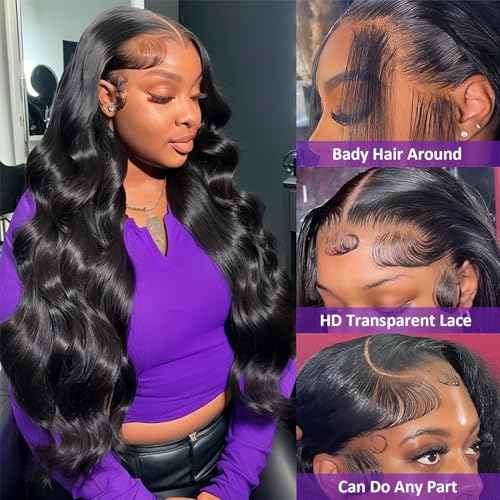 Zazumi 13x6 Body Wave Lace Front Wigs Human Hair 200 Density HD Transparent Lace Frontal Human Hair Wig for Black Women Glueless Wigs 22 Inch