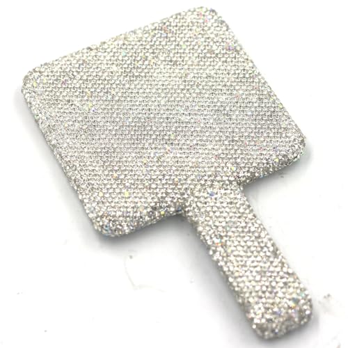 Bestbling Rhinestone Hand Mirror - Bling Mirror with Dazzling Rhinestones, Perfect for Makeup and Decoration - Ideal Gift for Women and Girls (Square Silver)