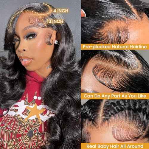 4/27 Highlight HD Lace Front Wigs Human Hair Pre Plucked 13x4 Body Wave Frontal Wig with Baby Hair 180% Density Ombre Brown and Honey Blonde Human Hair Wigs for Black Women 22 Inch