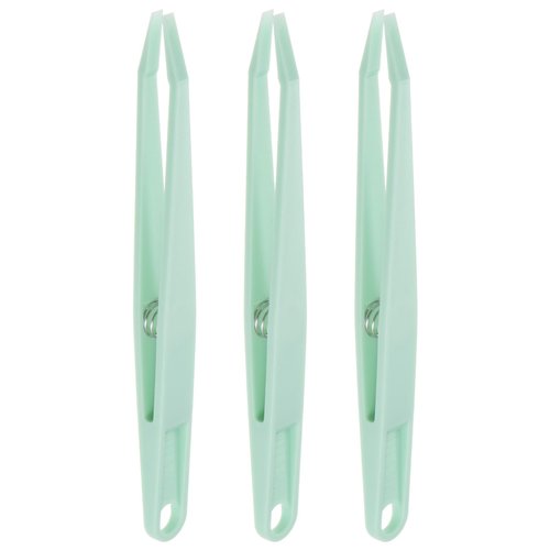 HARFINGTON 3pcs Sticker Tweezers for Crafting 4.53" Flat Tip with Spring Plastic Tweezers Craft Tweezers for Stickers, Scrapbooking, Eyelash Extensions, Green