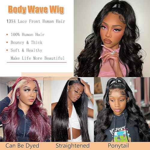 Body Wave Wigs Human Hair 180% Density 13x4 HD Lace Front Wigs Human Hair Pre Plucked Body Wave Glueless Wigs Human Hair Lace Frontal Wigs for Women 22 Inch