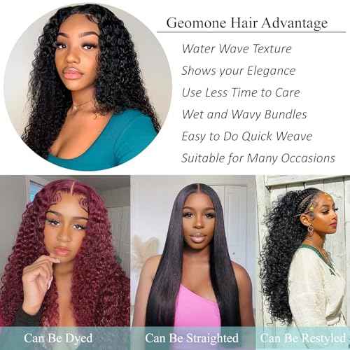 Water Wave Human Hair Bundles 22 24 24 10A Deep Curly Bundles 100% Unprocessed Brazilian Virgin Human Hair Bundles Wet And Wavy Hair Extensions Natural Black