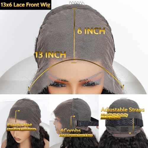 13x6 SKINLIKE HD Lace Full Frontal Wig Loose Deep Wave, 180% Density Pre-plucked With Baby Hair Raw Indian Curly Human Hair Wigs for Women 0.10mm Ultra-thin Invisible Transparent 16inch