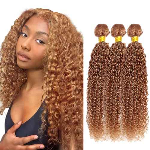 Color 27 Human Hair Bundles 27/30 Water Wave Bundles 12 12 12 Inch Huxowax Unprocessed Virgin Remy Hair Extensions Light Brown Color