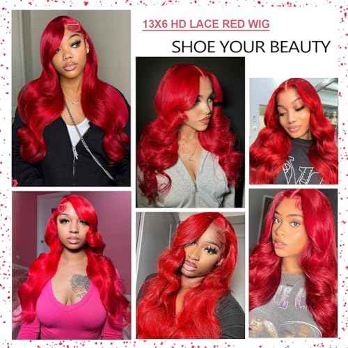 Body Wave Lace Front Wigs Human Hair Red Wig 24 Inch 200 Density 13x6 Lace Front Wigs Human Hair HD Lace Front Wigs Red Colored Wigs Frontal Wigs For Black Women