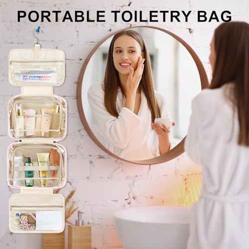 TOPEAST Christmas Gifts for Women Teen Girls Kids - Travel Hanging Toiletry Bag & Makeup Bag, Personalized Initial Toiletry Pouch, Birthday Gifts for Women Teen Girls, Cruise Essentials, Blue A