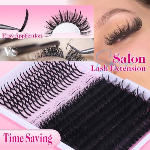 Lash Clusters Kit 100D Long Lash Spikes Lash Extension Kit Thick Eyelash Clusters Volume Individual Lashes Kit Mega Cluster Eyelash Extensions Strip Lashes DIY Spiky Lash Bond and Seal by CORUSCATE