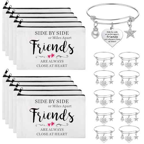 Abbylike 20 Pieces Friends Group Gifts Bulk for Women Friendship Bracelets Makeup Bags Christmas Friendsgiving Long Distance Presents for White Elephant Gifts for Friends Birthday Family Sister