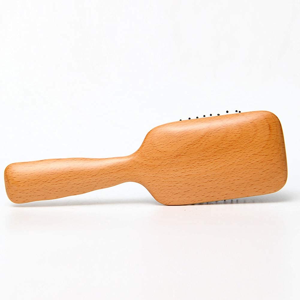 Boar Bristle Hair Brush - Textention Mini Natural Beech Wood Handle Cushion Massage Detangling Hair Brush for Pocket/Travel Size/Gift for Kids and Adults