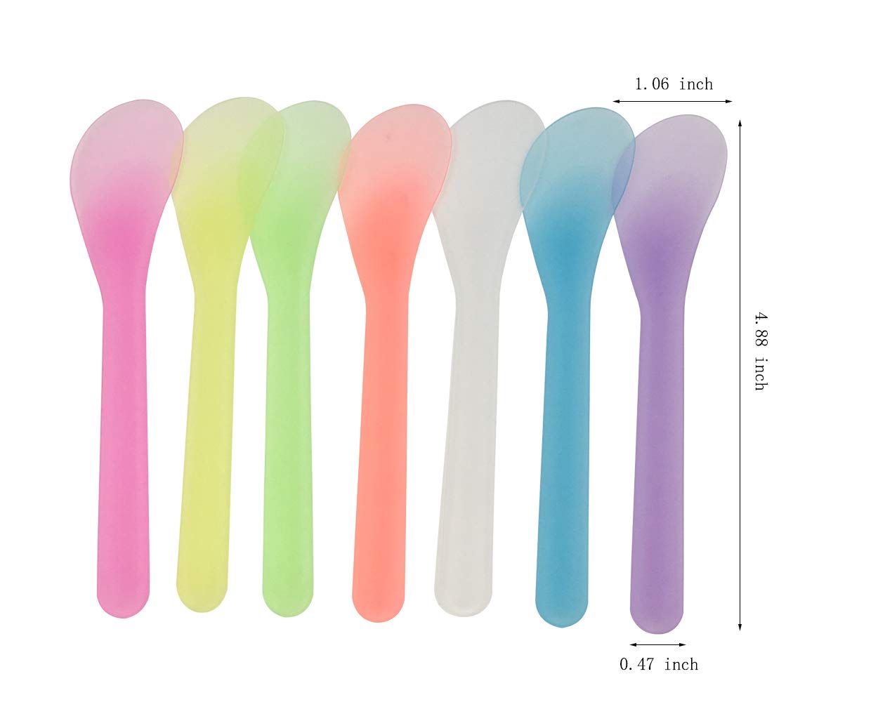 QsQueen 100 PCS Cosmetic Spatula for Makeup Face Mask Plastic Spoon Disposable Makeup Tools for Mixing and Sampling 4.88'' x 1.06" Random Color