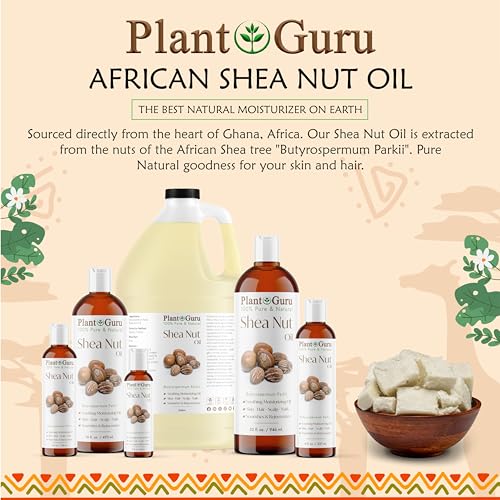 Plant Guru African Shea Nut Butter Oil Gallon 7.5 lbs. Bulk 100% Pure Natural Skin, Face, Hair Growth And Moisturizer. DIY Body Butters, Lotions, Creams, Lip Balm And Soap Making.