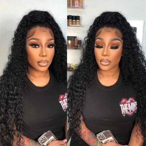 Durya Deep Wave Lace Front Wigs Human Hair 220% Density 13x4 HD Transparent Lace Deep Wave Frontal Wigs Human Hair Wig 22 Inch Deep Wave Wig Human Hair for Women