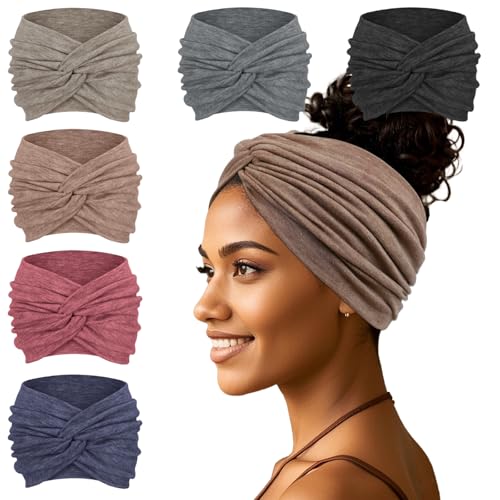 Wide Headbands For Women Extra Large Headband Twisted Knot Head Bands For Women's Hair Band Turban Accessories 6 Pack