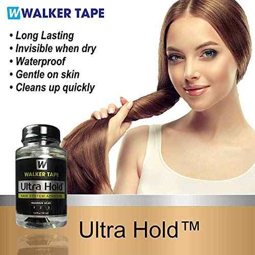 Walker Tape Ultra Hold Hair System Adhesive 3.4oz & 4oz C22 Citrus Solvent Wig Glue Remover w/Brush Saver Bundle Pack