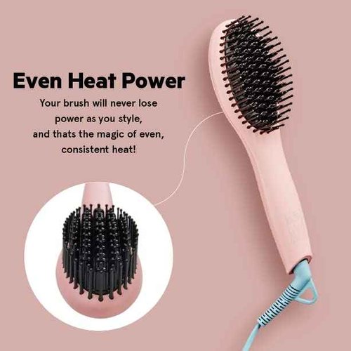 FLOWER BEAUTY Ceramic Straightening Brush - Black, 4 Heat Settings for Smooth, Frizz-Free Straight Hair - All Hair Types