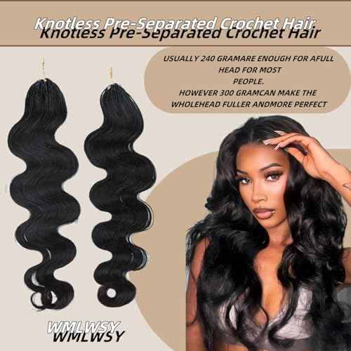 Feather Crochet Hair Pre Looped Crochet Human Hair Curly For Black Women Pre Separated Knotless Crochet Hair Human Hair Body Wave 16Inch 120g