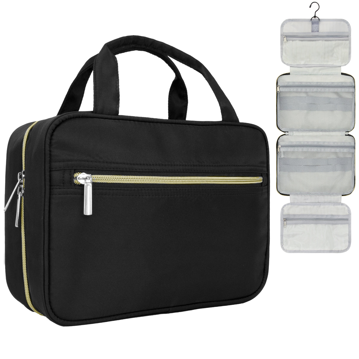 Travel Toiletry Bag with Hanging Hook Water-Resistant Organizer Pouch