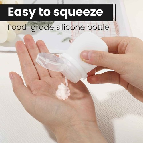 RONRONS Silicone Travel Bottles, 1oz Sauce Salad Dressing Bottles Condiment Container Small for Shampoo Toiletries Conditioner (2 Pieces)