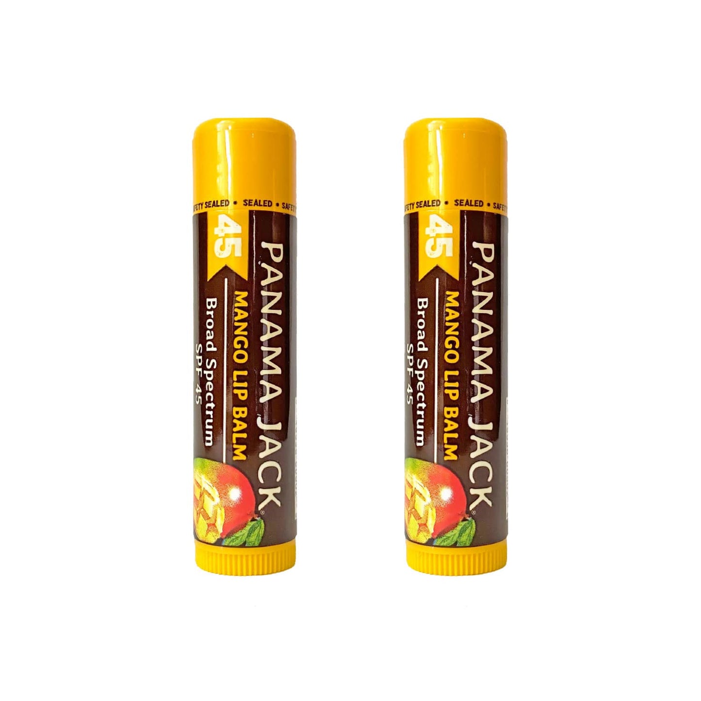 Panama Jack Sunscreen Lip Balm - SPF 45, Broad Spectrum UVA-UVB Sunscreen Protection, Prevents & Soothes Dry, Chapped Lips, Mango, 2-pack