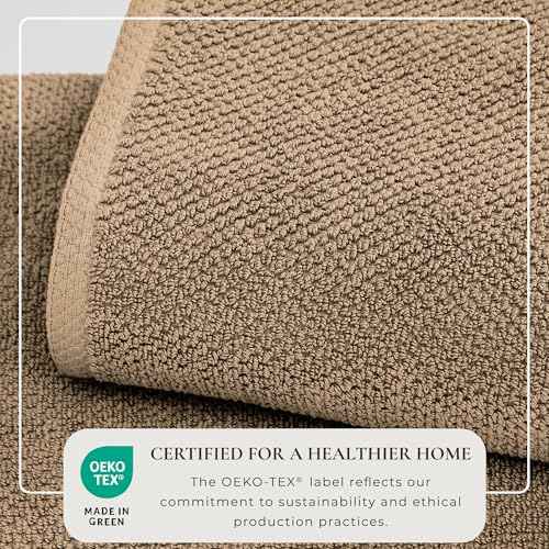 Great Bay Home Taupe Washcloth Set ? 100% Cotton 12-Pack 13"x13", Absorbent & Quick-Drying, Soft & Durable