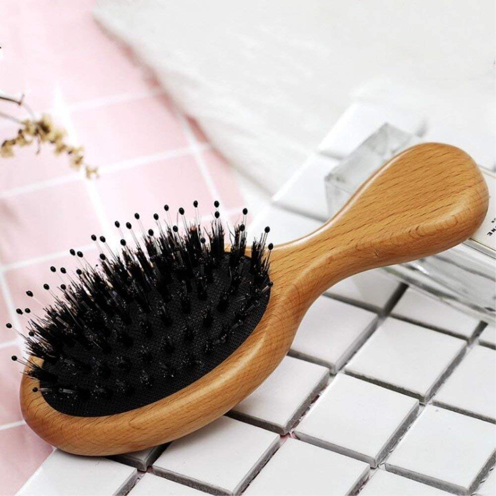 Hair Brush Mini Boar Bristle Hairbrush for Thick Curly Thin Long Short Wet or Dry Hair Detangle Massage Add Shine, Pocket Travel Small Paddle Hair Brush for Men Women Gilrs Boys