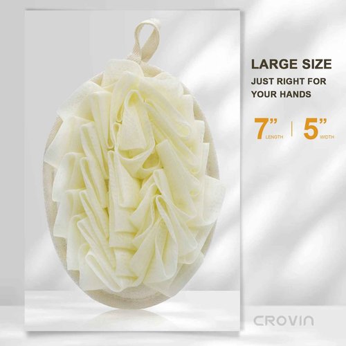 CROVIN Loofah sponge 6 Pack & Shower puff 4 Pack Bath Shower Loofah Scrubbers Perfect for Men and Women’s SPA Pouf (total 10 Pack)
