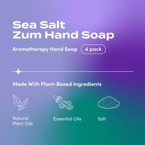 Zum Indigo Wild Hand Soap - Natural Liquid Hand Soap - for Bathroom & Kitchen - Sea Salt Scent - 12 oz (4 Pack)