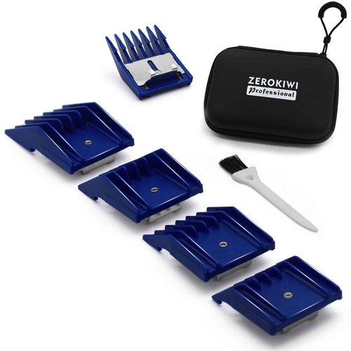 4 Sizes Professional Animal Dog Clipper Replacement Attachment Guard Guide Combs 1/8" 1/4" 3/8" 1/2" Compatible with Oster A5/6 Style Classic 76 Andis AG, BG Wahl KM2/10 Series Pet Groomer(Royal Blue)