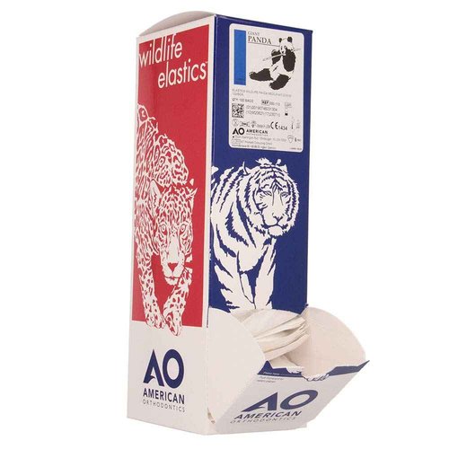 American Orthodontics Elastics Wildlife Panda | Medium, 4.5 Oz, 5/16" Size, 50 Packs Per Box, 5,000 Total | Made in The USA | Exacting Dimensions, Precision Cutting, Top Quality Latex Tubing