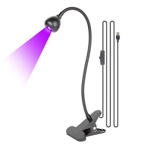 GREENIC Gooseneck UV Lamp for Nails, 3W 395nm-405nm Upgraded Small USB Black Light, DC 5V Mini UV Curing Light with Clamp for Gel Polish, Resin Curing, Gel X Glue, Fluorescent Paint