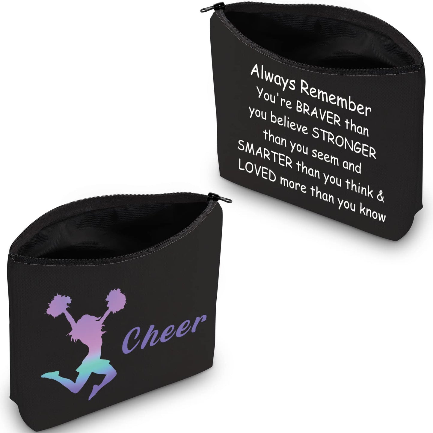 CMNIM Cheer Gifts Cosmetic Bag Cheerleading Gifts Cheerleaders Makeup Bags Cheer Girl Love Cheer Gifts (Cheer Gifts Black)