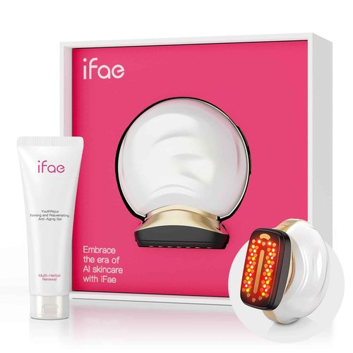 Microcurrent Facial Device Face Lift: iFae 3 in 1 Light Therapy for Face, Portable Face Lift Device for 90 Seconds Lifting, Tightening, Skin Rejuvenation Anti-Aging Wrinkle Skin Salon at Home (White)