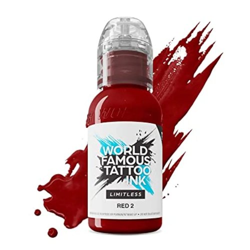 World Famous Tattoo Ink Limitless - Red 2 Tattoo Ink - Professional Tattoo Ink & Tattoo Supplies - Skin-Safe Permanent Tattooing in Bold Shades - Vegan & Non-Toxic (1 oz)