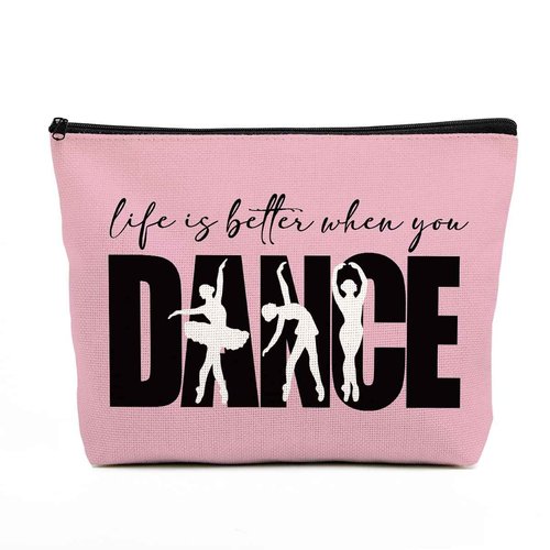 fkovcdy Dance Bag, Ballet Makeup Bag, Dance lover Gifts, Cute Small Cosmetic Bag, for dancing dancer recital gift birthday Christmas graduation travel Gifts. pink