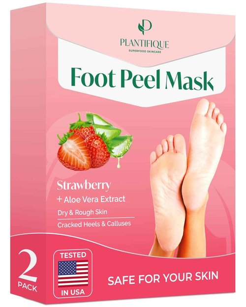 PLANTIFIQUE Foot Peeling Mask 2 Pack Jasmine and Foot Peeling Mask 2 Pack Strawberry