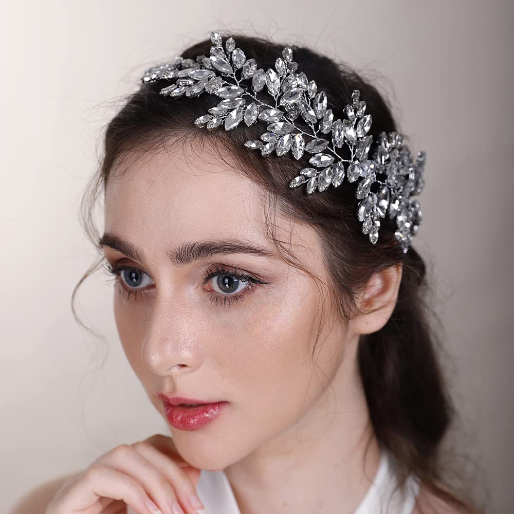 BERYUAN Black Color Wedding Crystal Headband Women Hair Vine for Bride Bridesmaid Crystal Wedding Headband hair vines for wedding hairstyles