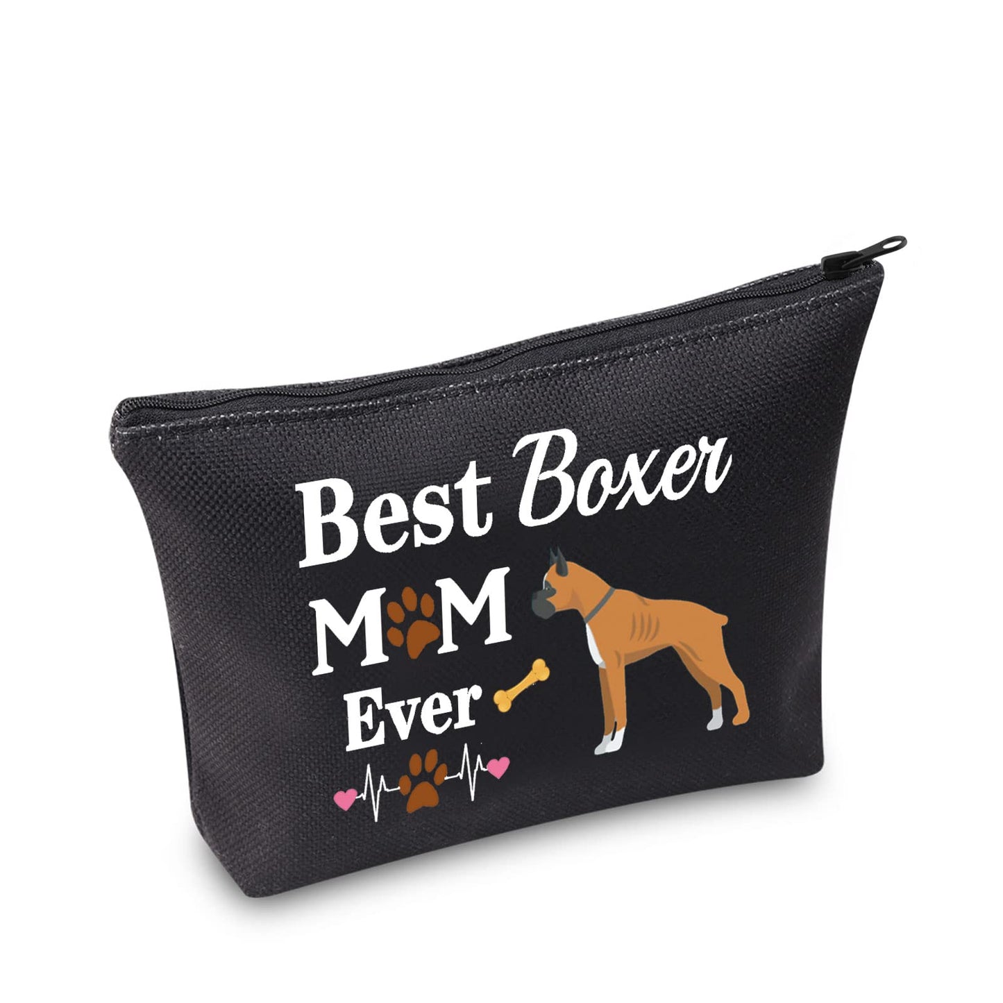 Boxer Mom Gifts Boxer Dog Makeup Bag Best Boxer Mom Ever Cosmetic Bag Boxer Lover Gifts for Boxer Owner Travel Bag Toiletry Bag Organizer Case Purse Pouch (Boxer Mom Bag Black)