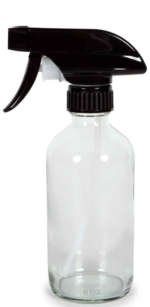 Vivaplex, 6, Large, 8 oz, Empty, Clear, Glass Spray Bottles with Black Trigger Sprayers (Pack of 2)