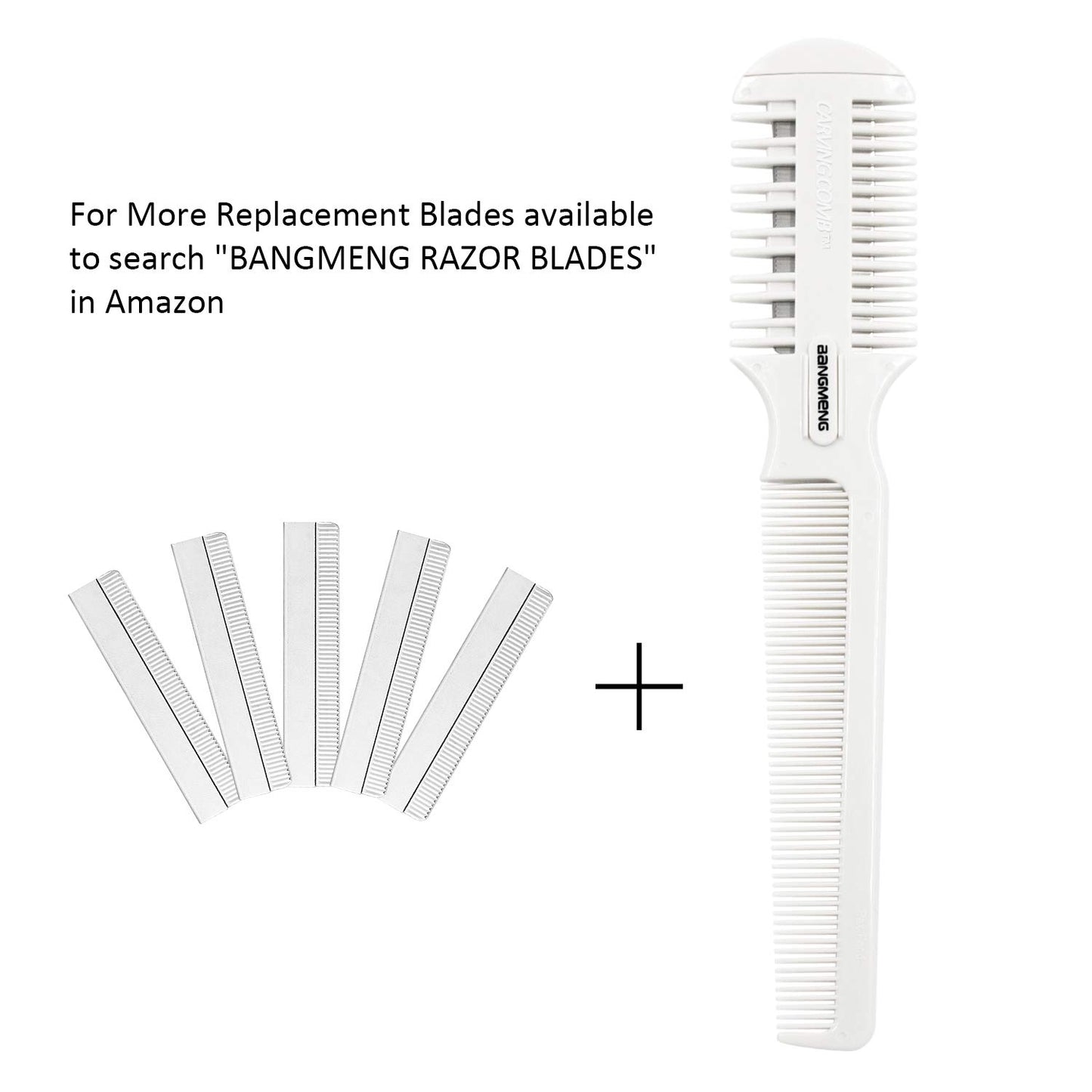 BANGMENG Hair Cutter Comb, Shaper Hair Razor Comb, Split Ends Hair Trimmer Styler, Double Edge Razor Blades for Thinning, Hair Cutting and Styling, Extra 5 Blades Included