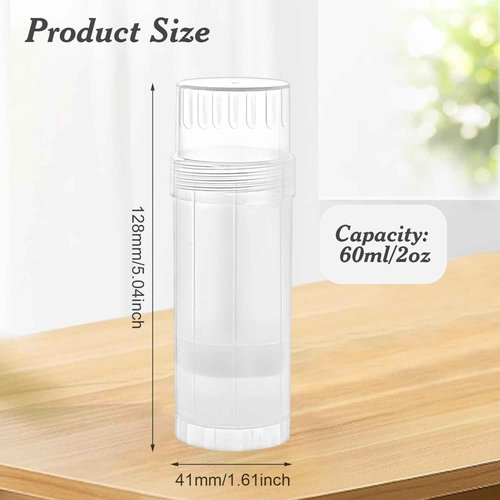 Mirrline 12 Pcs 60ml/2oz Empty Deodorant Containers Twist Up Plastic Deodorant Holder Tube for Lipstick Crayon Chapstick Sunscreen Bar - Translucent