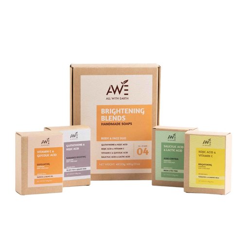 Handmade Face & Body Soap Set of 4 Soaps Skin Brightening Hydrating Variants Vitamin C Retinol Kojic Acid Collagen Radiant Healthy Skin (Brightening Blends)
